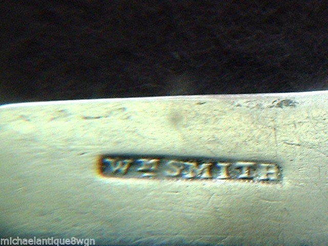 Antigua moneda del siglo XIX cuchara Demitasse de plata con sello Wm. Smith Foto 3 de 4