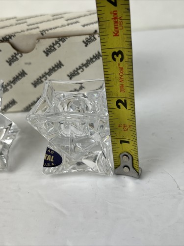 Michael C Fina Fifth Avenue 24% Lead Crystal Star Candle Holders Set New In Box - Picture 6 of 9