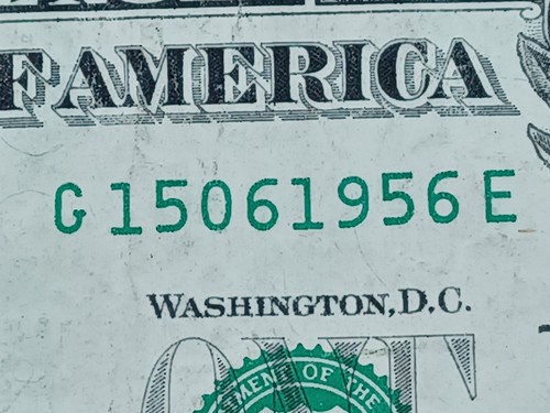 15th JUNE 1956 - BIRTHDAY/ANNIV/TOMBSTONE - $1.00 BILL: FANCY SERIAL NUMBER