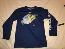 Nike Football Boys Med. Long Sleeve Blue T Shirt New With defects