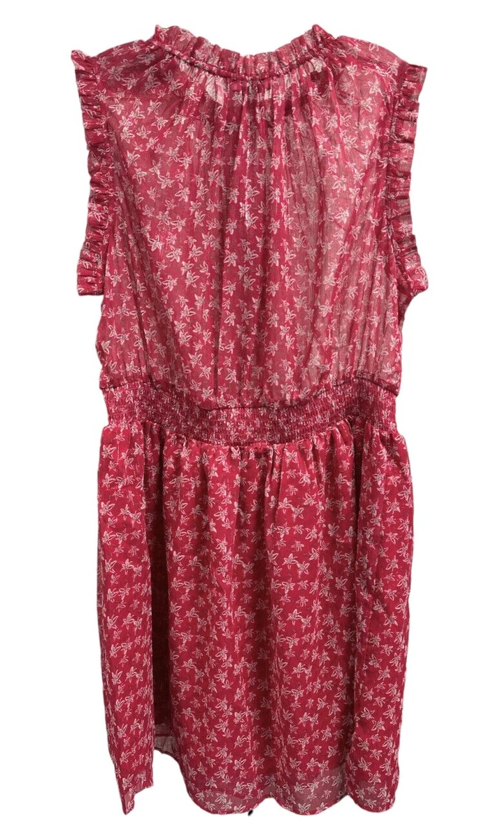 Maison d Amelie Women s Floral Glitter Dress Sleeveless Size L XL Pink