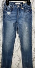 Kancan Womens Mid Rise Straight Jeans 23W X 30L Blue Denim Distressed NWT