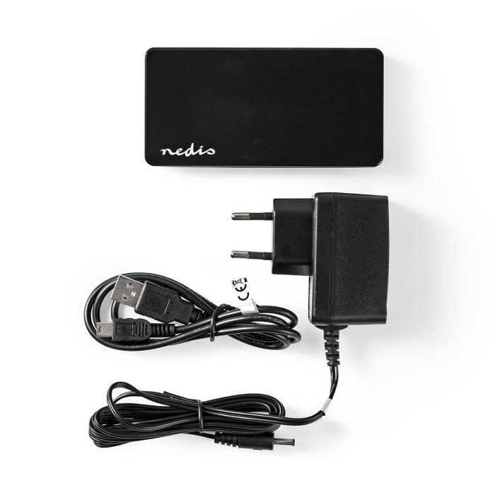 HUB USB NEDIS UHUBU2730BK CON 7 PORTE USB 2.0, ALIMENTATO DALLA RETE ELETTRICA /