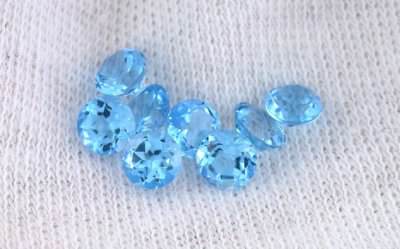 TWO 4mm Round Brilliant Natural Swiss Blue Topaz Gem Stone Gemstone EBS4107SWS