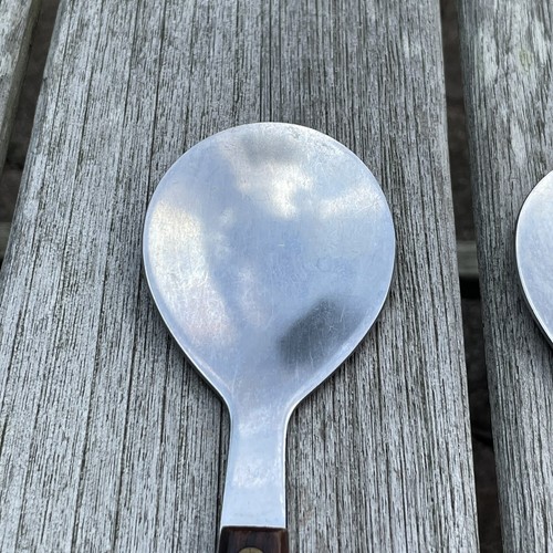 Stern Salad Server Set Mid Century Retro Rostfrei Tapered Wood Handles 11" vtg - Picture 4 of 12