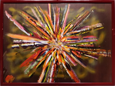 COLOUR EXPLOSION/BURST, A ORIGINAL MIXED MEDIA PAINTING BY STEVE FERRIS, FRAMED.