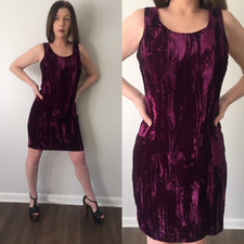 Sale! Sexy SM Vintage 80s JUMP Purple Crushed Velvet Bodycon Cocktail Mini Dress