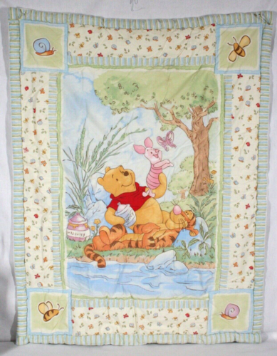 RARE| VINTAGE DISNEY POOH & TIGGER BABY QUILTED CRIB COMFORTER BLANKET 41" x 32" - Picture 1 of 4