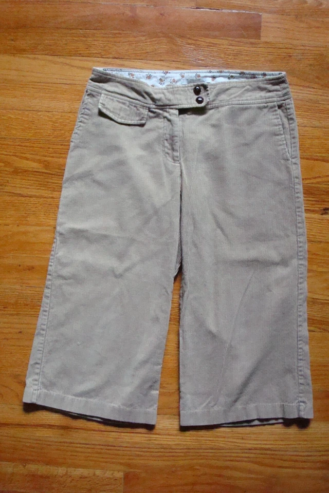 коричневый размер 4 5 маленький вельвет широкие укороченные брюки капри желтовато-коричневый бежевый skort flare - Изображение 2 из 4