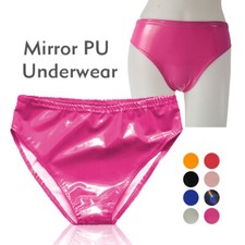 PVC Leather High Waisted Booty Short Brief Latex Liquid Nightclub Panty Womens