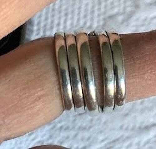 VINTAGE MARGO MANHATTAN STERLING 5 SEMI-PRECIOUS STONE STACKING RINGS - Picture 8 of 12