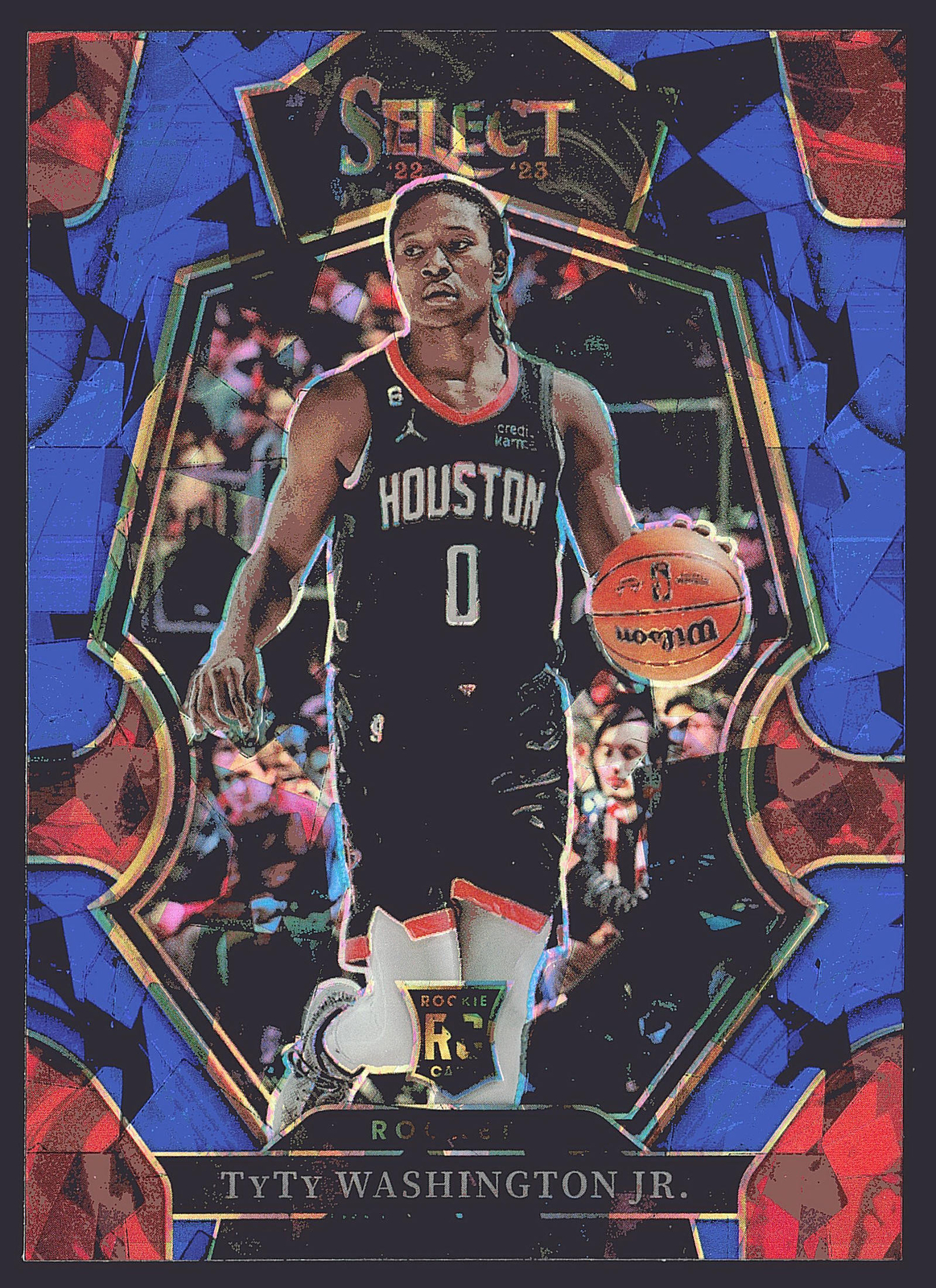 2022-23 Panini Select #168 TyTy Washington Jr. Blue Cracked Ice Prizms