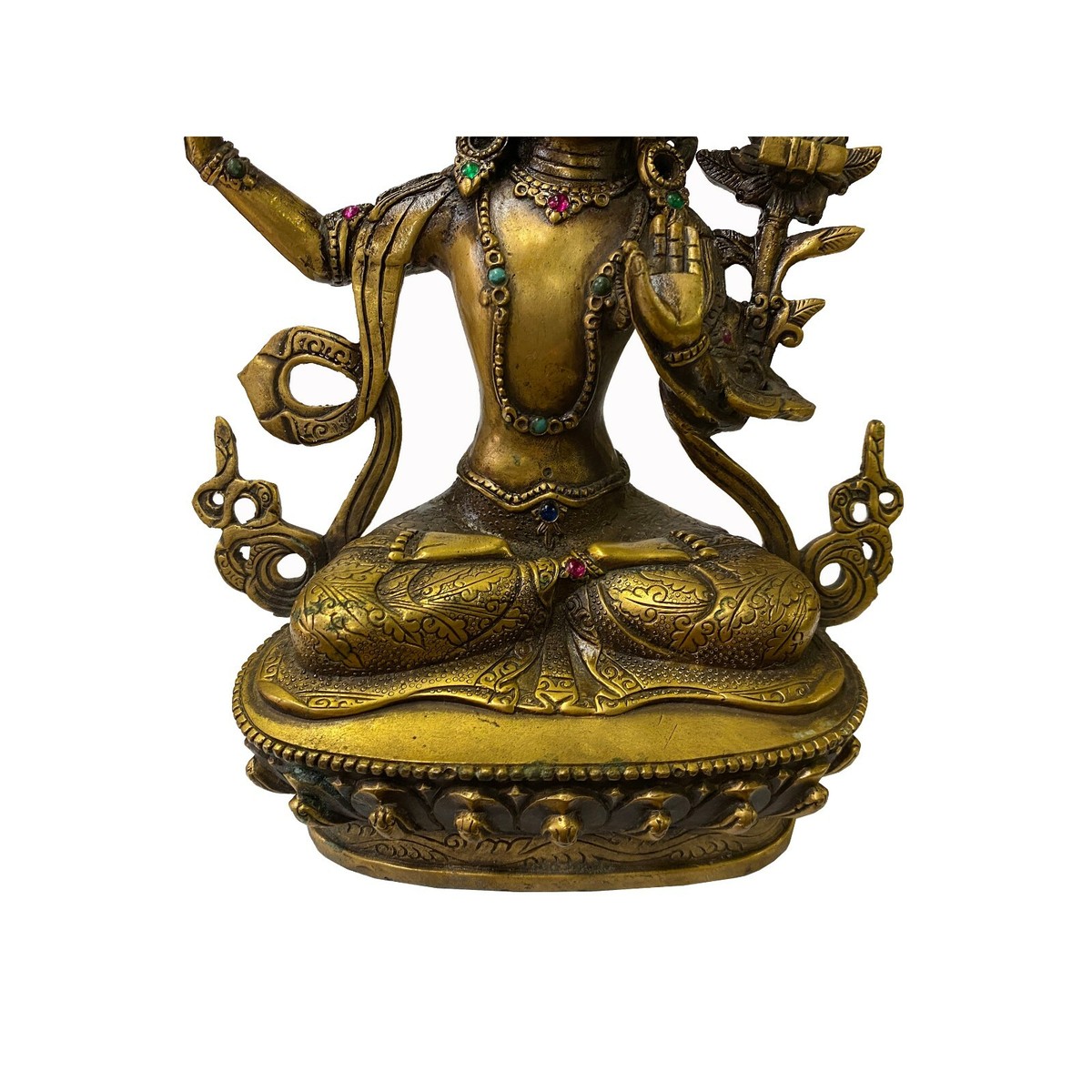 Chinese Distressed Marks Bronze Color Metal Sitting Tibetan Tara Statue ws2121S Chinese Distressed Marks Bronze Color Metal Sitting Tibetan Tara Statue ws2121S