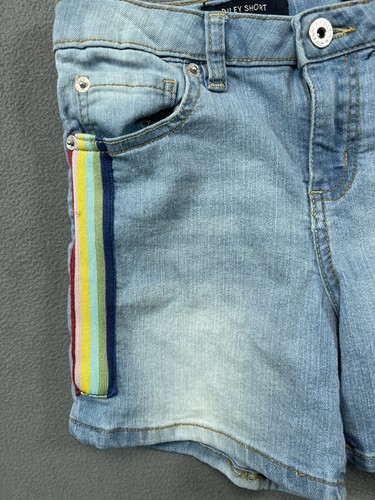 Lucky Brand Riley Denim Shorts Girls 12 Blue Jean Rainbow Side Adjustable Youth - Picture 6 of 10