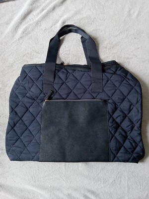 Women DSW Quilted Duffle travel weekender Bag Blue Large Size