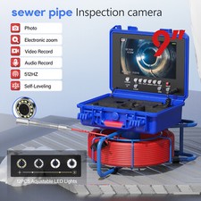 Sewer Drain Pipe Inspection Camera 512HZ Self-leveling Meter Counter 50M 9" DVR
