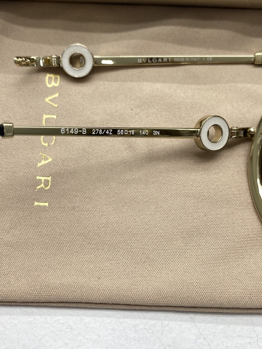 Bvlgari 6149-B 278/4Z 56•18 140 Pale Gold Clear Mirror Lenses