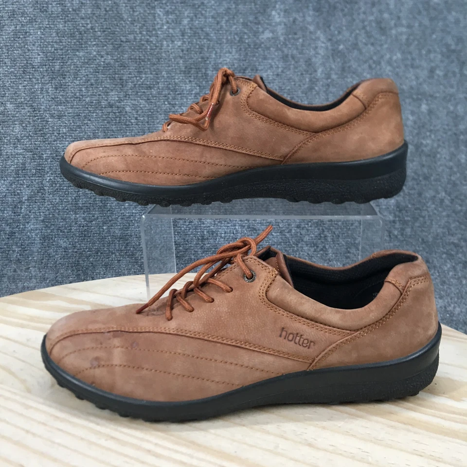 Lo último Oxford para mujer 9,5 tono marrón con cordones punta redonda informal cómodo cuero Foto 2 de 4