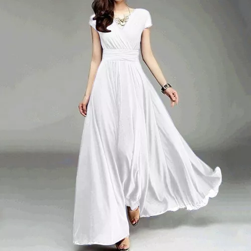 Schickes Damen Spitze Maxi Chiffon Brautjungfer formell Abschlussball Abend Hochzeit Party Kleid - Bild 34 von 34