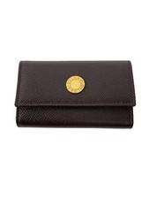 BVLGARI Men's Leather Key Case, BRW, Plain
