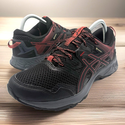ASICS Gel-Sonoma 5 GTX Black/Burgundy Women's Size 9.5 Trail Running Shoes EUC