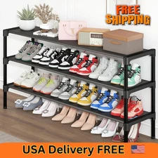 Long Shoe Rack - 3 Tier Shoe Organizer for Closet, Entryway, Garage - Stackable