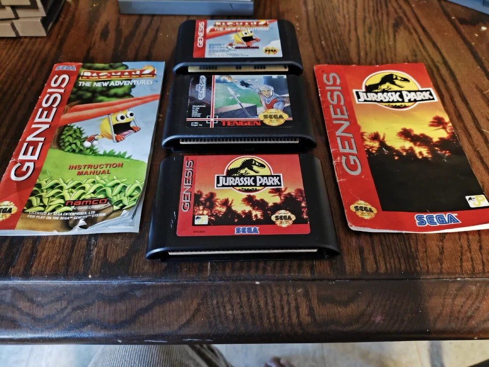Лот из 4 винтажных Sega Genesis - Rampart, Jerassic Park, Pacman 2, Power Monger - Изображение 4 из 4