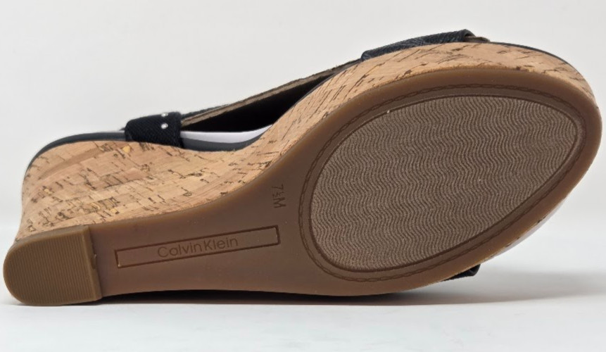 Calvin Klein Karmona Women Wedge Sandals Black Synthetic and Textile Buckle 7.5M thumbnail 11