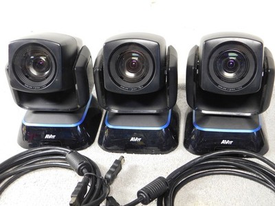 Lot of 3 AVer EVC130 PTZ eCam Conference Cameras and Mic - Black/Blue