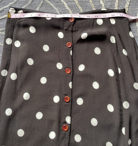 FREE PEOPLE Retro Love Black & White Polka Dot Button Close Midi Skirt Size 8 - Picture 6 of 7