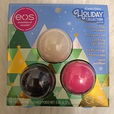 Eos Limited Edition Holiday Collection Lip Balms Cotton Candy, Coal, Sugar Plum