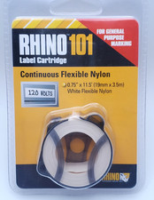 RHINO 101 LABEL CARTRIDGE CONTINUOUS FLEXIBLE NYLON 0.75" X 11.5'🌟