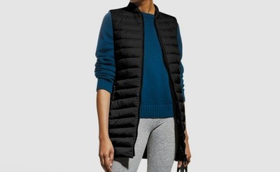 $449 Peuterey Women's Black Gigas Long Vest Jacket Coat Size IT 40/US 4