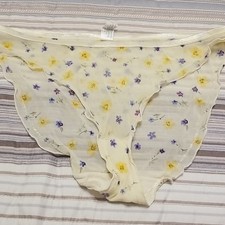 Secret Treasures Women's Sheer Yellow Floral Panties Size 8 14/16 New