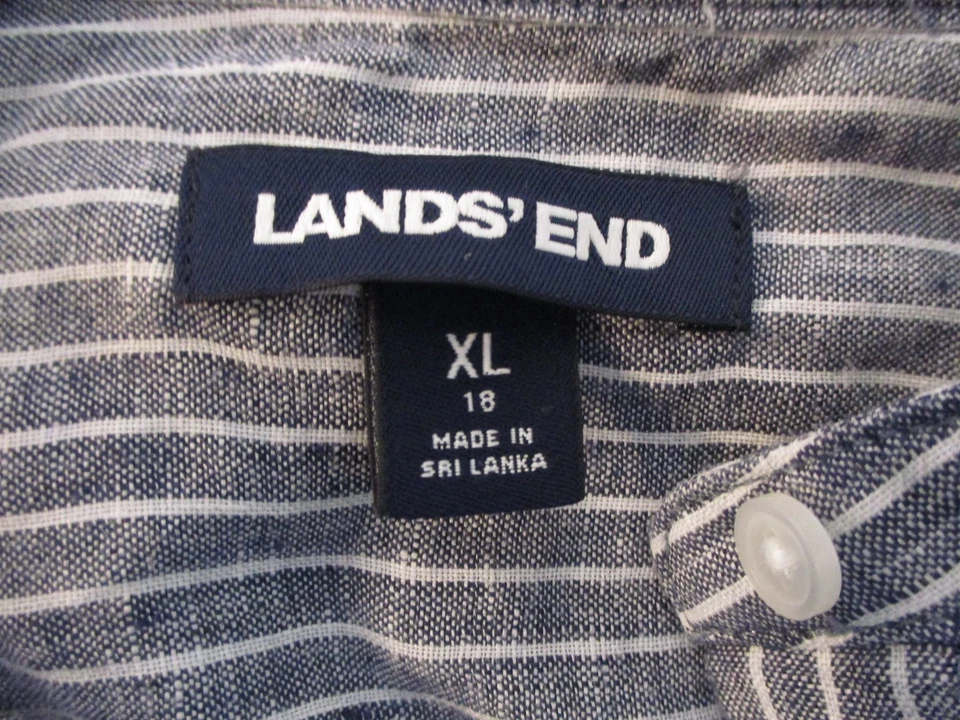 Blusa Lands' End feminina de linho tamanho XL manga longa listrada multicolorida gola redonda - Imagem 3 de 4