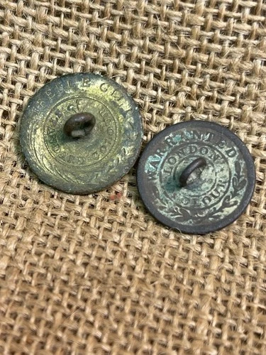 Two Dug Civil War Or Earlier Flat Coin Buttons With Nice Backmarks Charleston SC