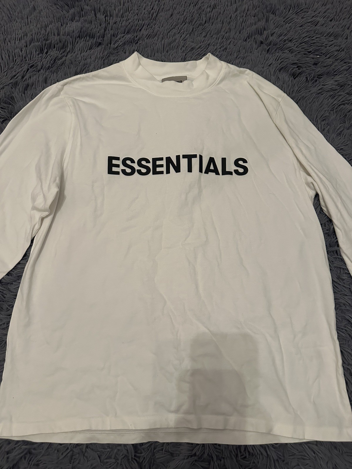 Essentials Fear of God White Long Sleeve T-Shirt Designer Men’s Size LARGE