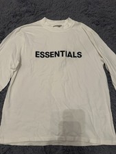 Essentials Fear of God White Long Sleeve T-Shirt Designer Men  s Size LARGE