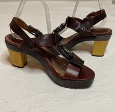 Marni T Strap Brown Leather Platform Sling Ba...