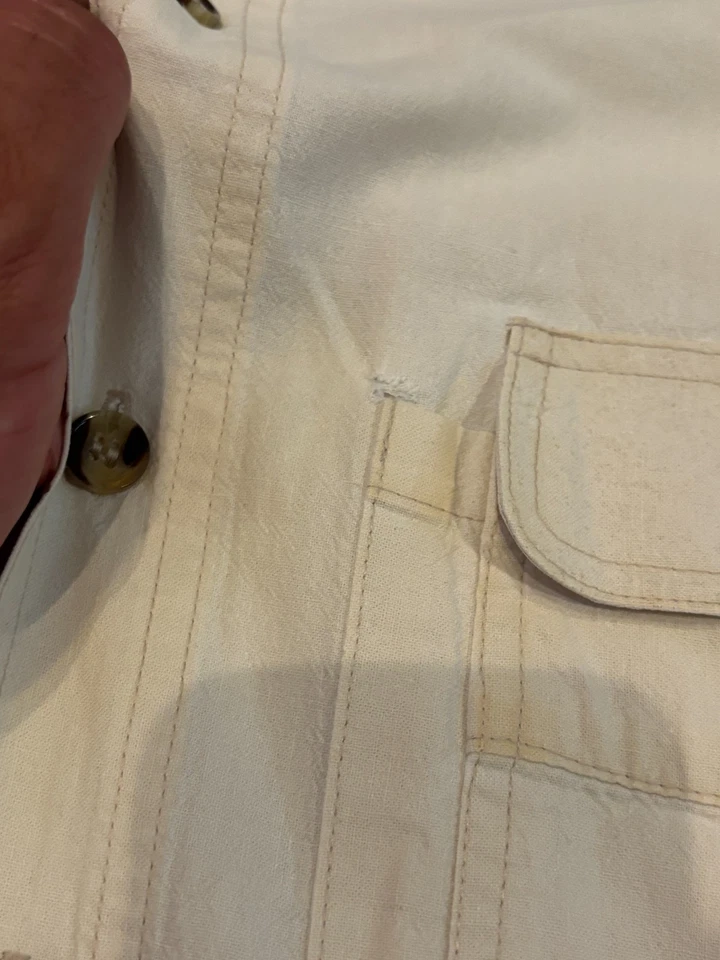 Vintage Michael Austin Shirt Short Sleeve Button Cream Rugged Wear Outdoor Camp - Image 2 of 4