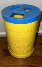 Vintage 1977 Fisher Price Baby Blocks Shape Sorter Toy Yellow Blue