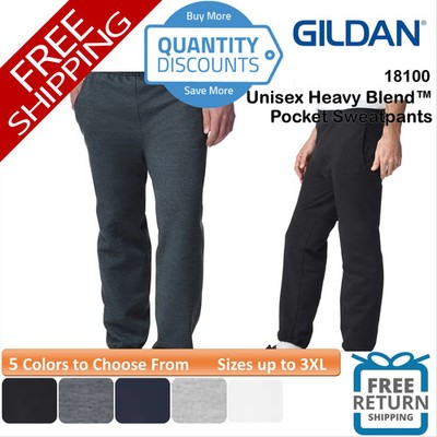   Gildan Unisex Heavy Blend Pocket Sweatpants drawcord Up To 3XL 18100