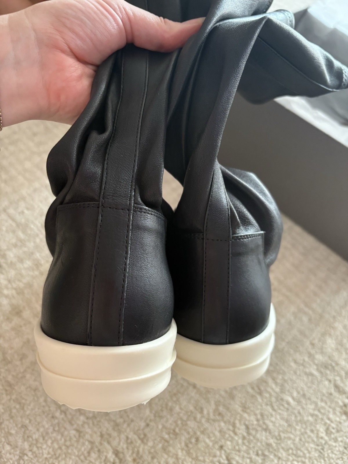 Rick Owens Sock Sneakers In Leather Black Size 41 - Brand New W/ Box And Tote image 9
