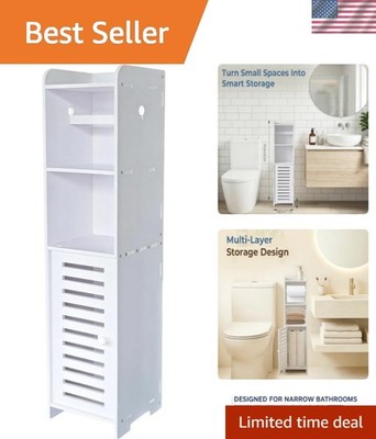 Slim Bathroom Cabinet with Toilet Paper Holder Spindle, Fits Mega & Super Meg...