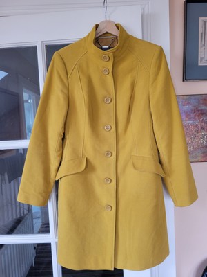 Laura Ashley Ladies Moleskin Funnel Neck Coat Overcoat Yellow Size