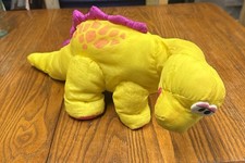 Vintage 1992 Fisher Price Dino Roars Yellow Puffalump Dinosaur Plush Nylon EXC 