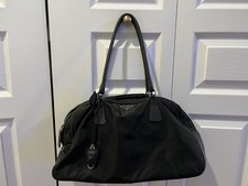 PRADA Metal Logo Triangle Black Medium Nylon ...