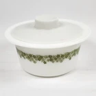 VTG Pyrex Spring Blossom Green Crazy Daisy Butter Tub Dish w/ Plastic Lid USA