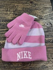 Nike Soft Stretch Folded Beanie hat Gloves 2 Piece kids 8/20 Pink Swoosh
