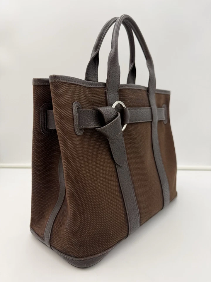 Bolso de Mano HERMÉS Petite Ceinture PM 30 en Lona Marrón • Hecho en FRANCIA Foto 3 de 4